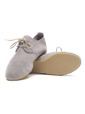Comfortfusse Leder-Schnürschuhe "Stella" in Grau