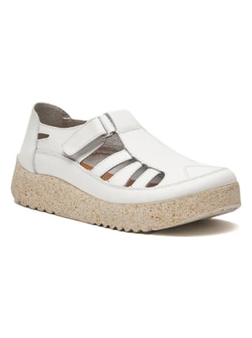 Comfortfusse Leder-Slipper in Creme