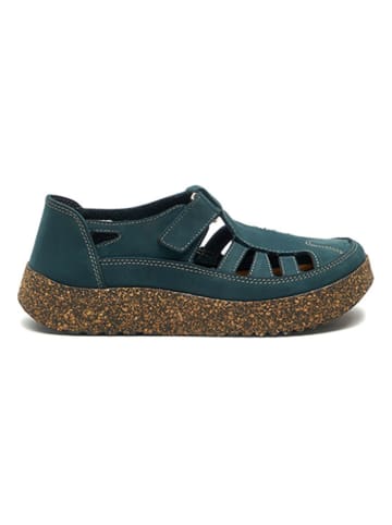 Comfortfusse Leder-Slipper in Petrol