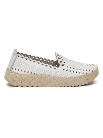 Comfortfusse Leder-Slipper in Weiß