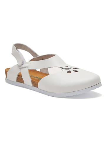 Comfortfusse Leder-Halbsandalen in Weiß