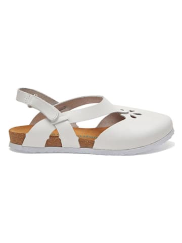 Comfortfusse Leder-Halbsandalen in Weiß
