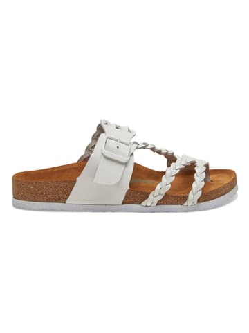 Comfortfusse Leren teenslippers wit