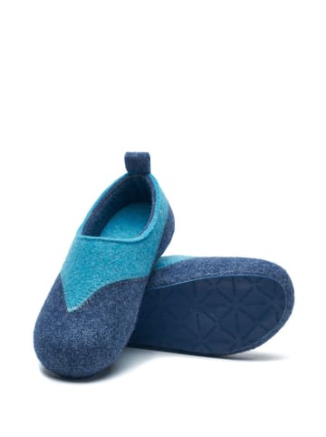 Comfortfusse Hausschuhe in Dunkelblau/ Blau