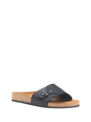 Comfortfusse Leder-Pantoletten in Schwarz