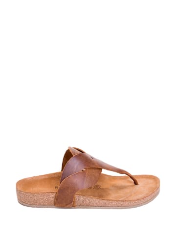 Comfortfusse Leder-Zehentrenner in Hellbraun