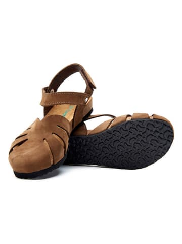 Comfortfusse Skórzane półsandały w kolorze beżowym