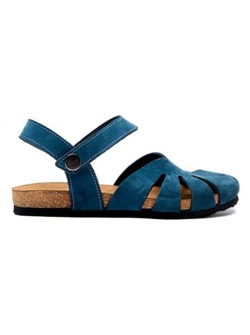Comfortfusse Leder-Halbsandalen in Dunkelblau