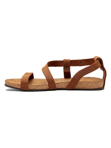 Comfortfusse Leder-Sandalen in Hellbraun