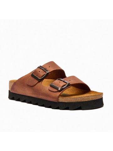 Comfortfusse Leren slippers "Troy" lichtbruin