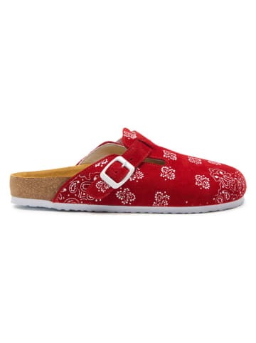 Comfortfusse Leder-Clogs "Folk Capri" in Rot