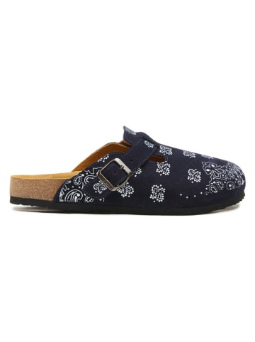 Comfortfusse Leder-Clogs "Folk Capri" in Dunkelblau