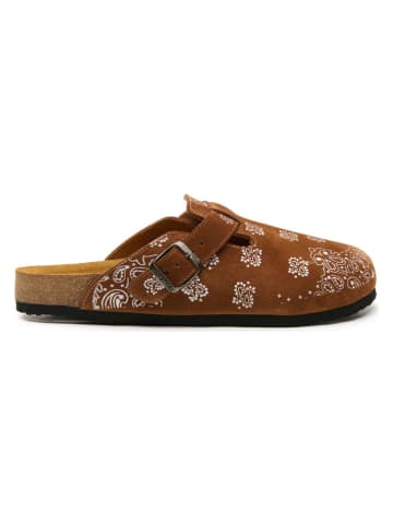Comfortfusse Leder-Clogs "Folk Capri" in Hellbraun