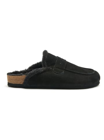 Comfortfusse Leder-Clogs "Snug" in Schwarz