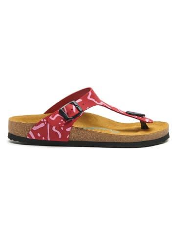 Comfortfusse Leren teenslippers rood