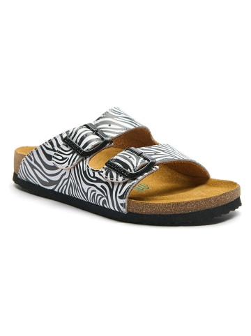 Comfortfusse Leren slippers wit/zwart