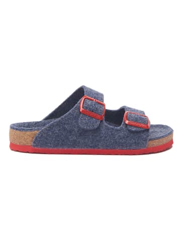 Comfortfusse Wollen slippers rood/donkerblauw