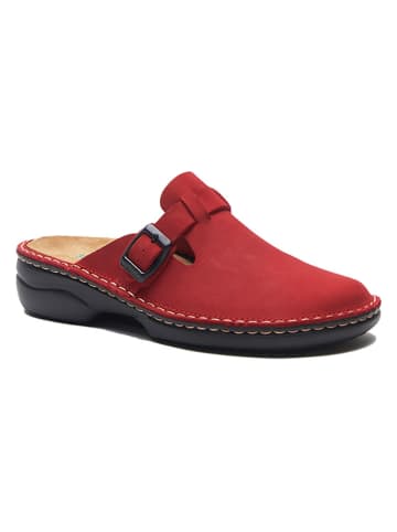 Comfortfusse Leder-Clogs in Rot