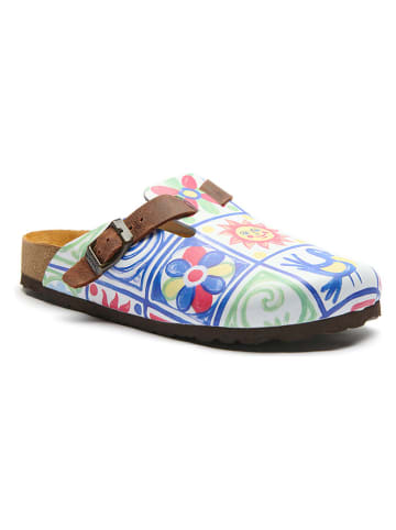 Comfortfusse Leder-Clogs in Bunt