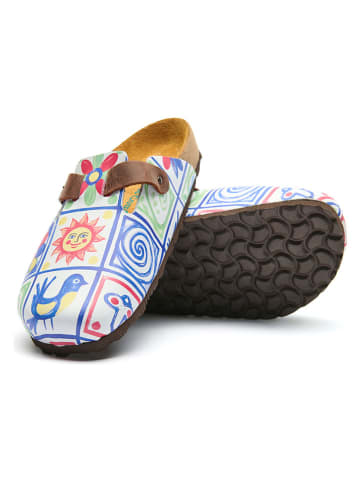 Comfortfusse Leder-Clogs in Bunt