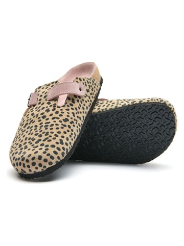 Comfortfusse Leder-Clogs in Beige