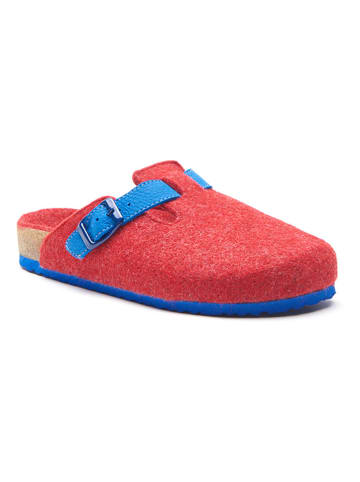Comfortfusse Wollen pantoffels rood/blauw