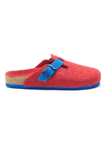 Comfortfusse Woll-Hausschuhe in Rot/ Blau