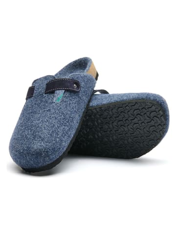 Comfortfusse Woll-Clogs in Blau