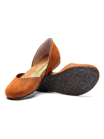 Comfortfusse Leren ballerina's bruin