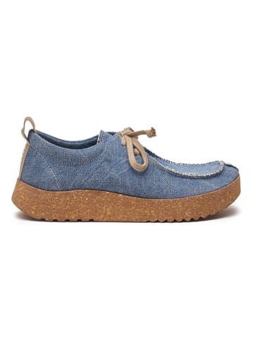 Comfortfusse Leren veterschoenen blauw