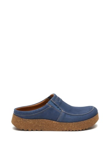 Comfortfusse Leren clogs blauw