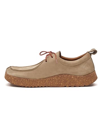 Comfortfusse Leren veterschoenen beige