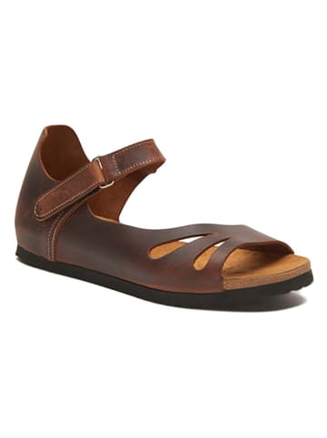 Comfortfusse Leren sandalen bruin