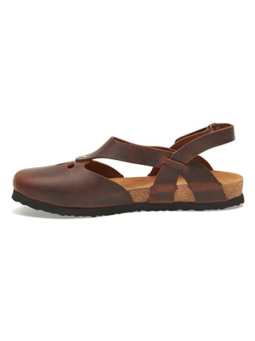 Comfortfusse Leder-Sandalen in Braun