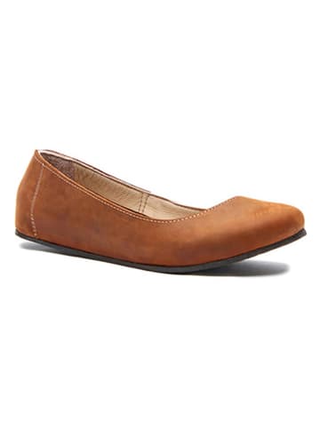 Comfortfusse Leder-Ballerinas in Braun