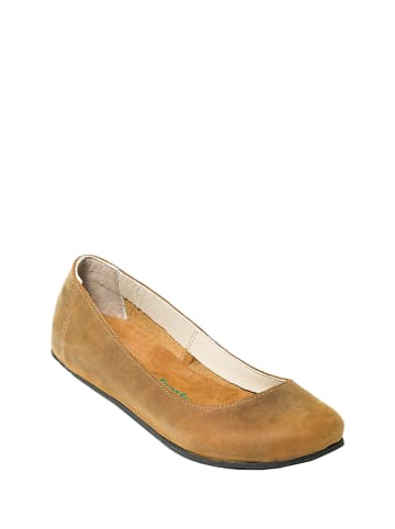 Comfortfusse Leren ballerina's lichtbruin