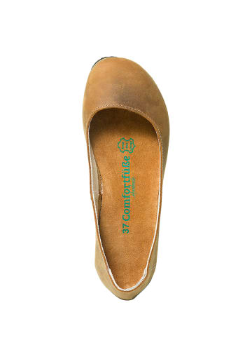 Comfortfusse Leren ballerina's lichtbruin