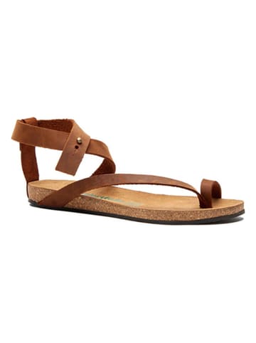 Comfortfusse Leren teensandalen bruin