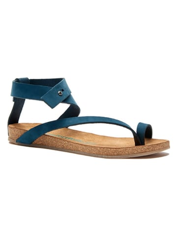 Comfortfusse Leder-Zehensandalen in Dunkelblau
