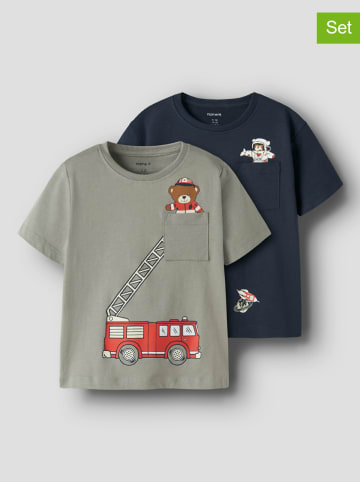 name it 2er-Set: Shirts "Vilian" in Khaki/ Dunkelblau