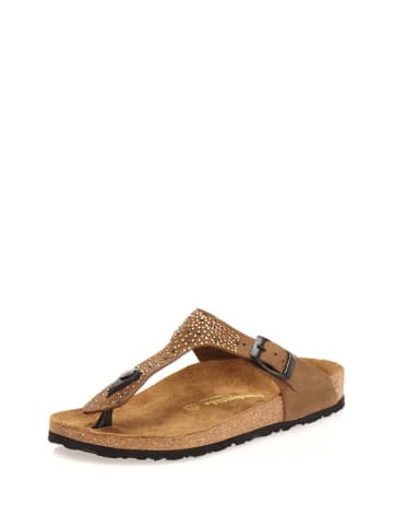 Comfortfusse Leder-Zehentrenner in Sand