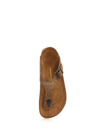 Comfortfusse Leder-Zehentrenner in Sand