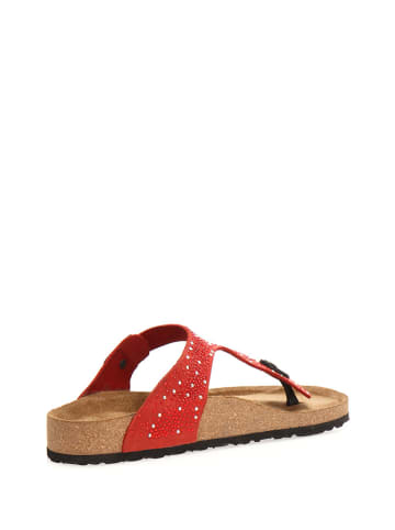 Comfortfusse Leren teenslippers rood