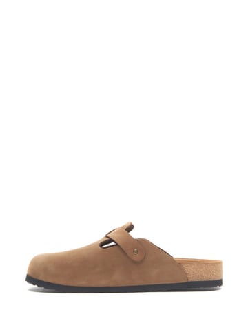 Comfortfusse Leder-Clogs in Sand