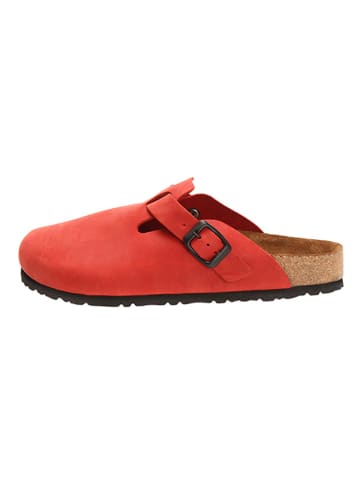 Comfortfusse Leder-Clogs in Rot