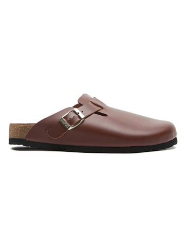 Comfortfusse Leren clogs bruin