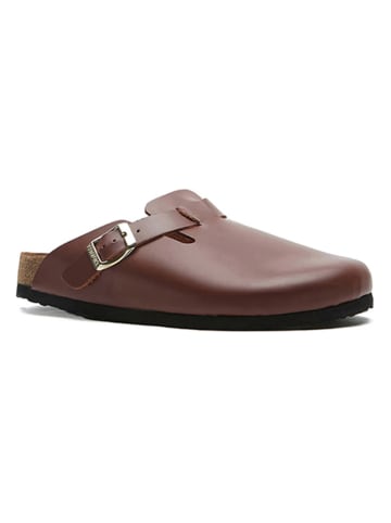 Comfortfusse Leder-Clogs in Braun