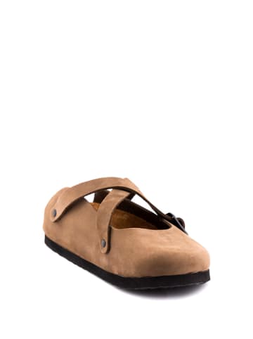 Comfortfusse Skórzane chodaki w kolorze jasnobrązowym