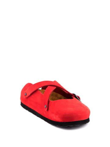 Comfortfusse Leren clogs rood
