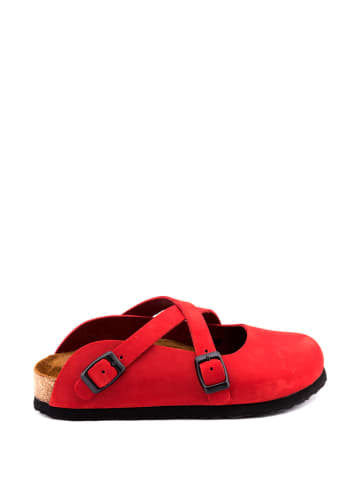 Comfortfusse Leren clogs rood